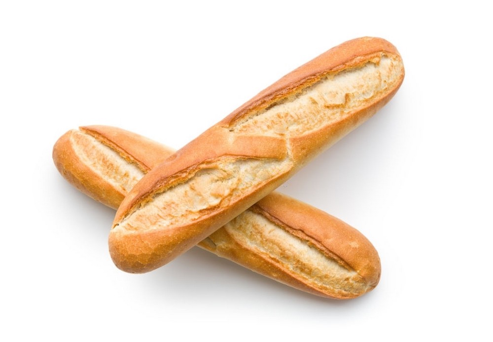 french baguettes on white background